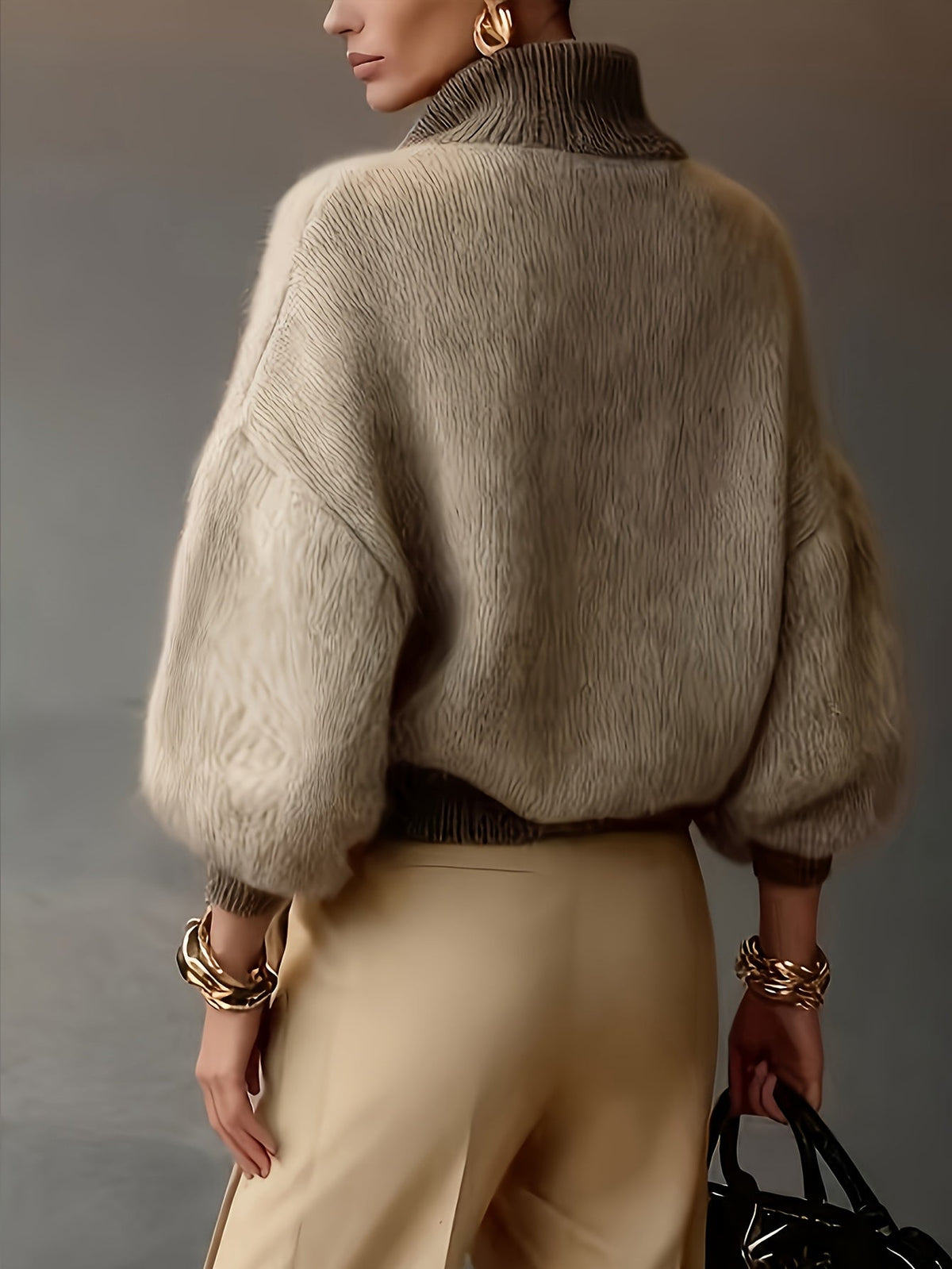 Women's Relaxed Half-Zip Collared Sweater