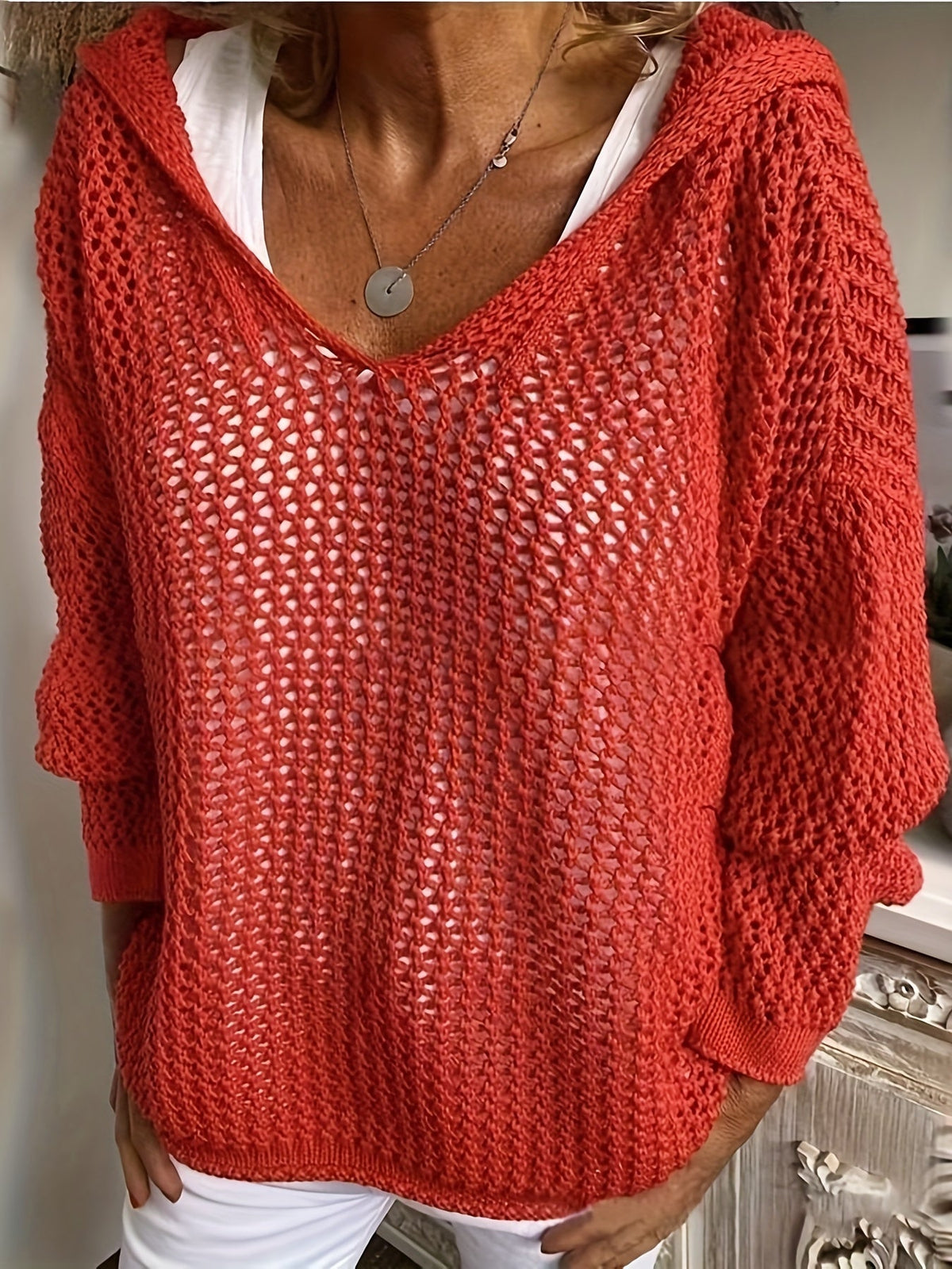 Valentina hooded sweater lifestyle - Red