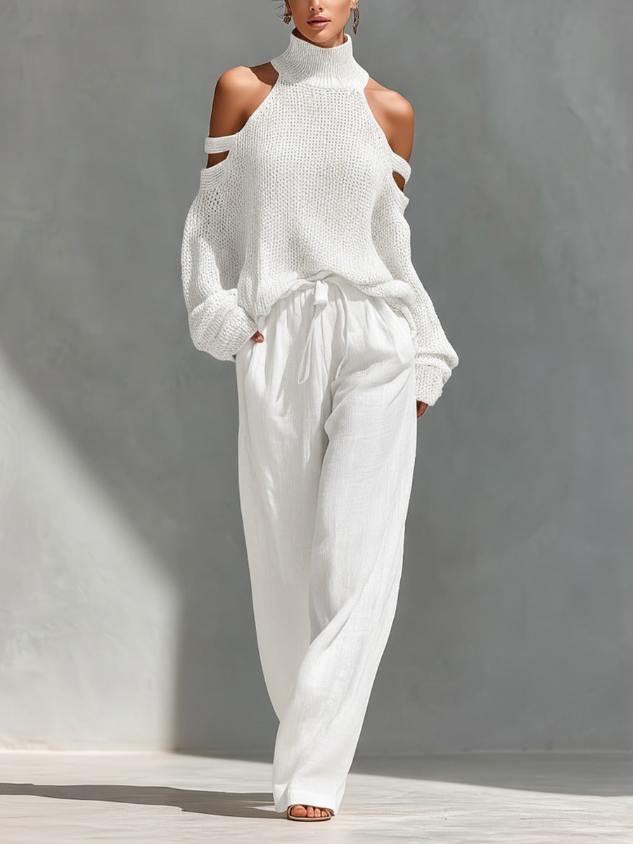 Octavia | Women's Cold-Shoulder Wide-Leg Two-Piece Set