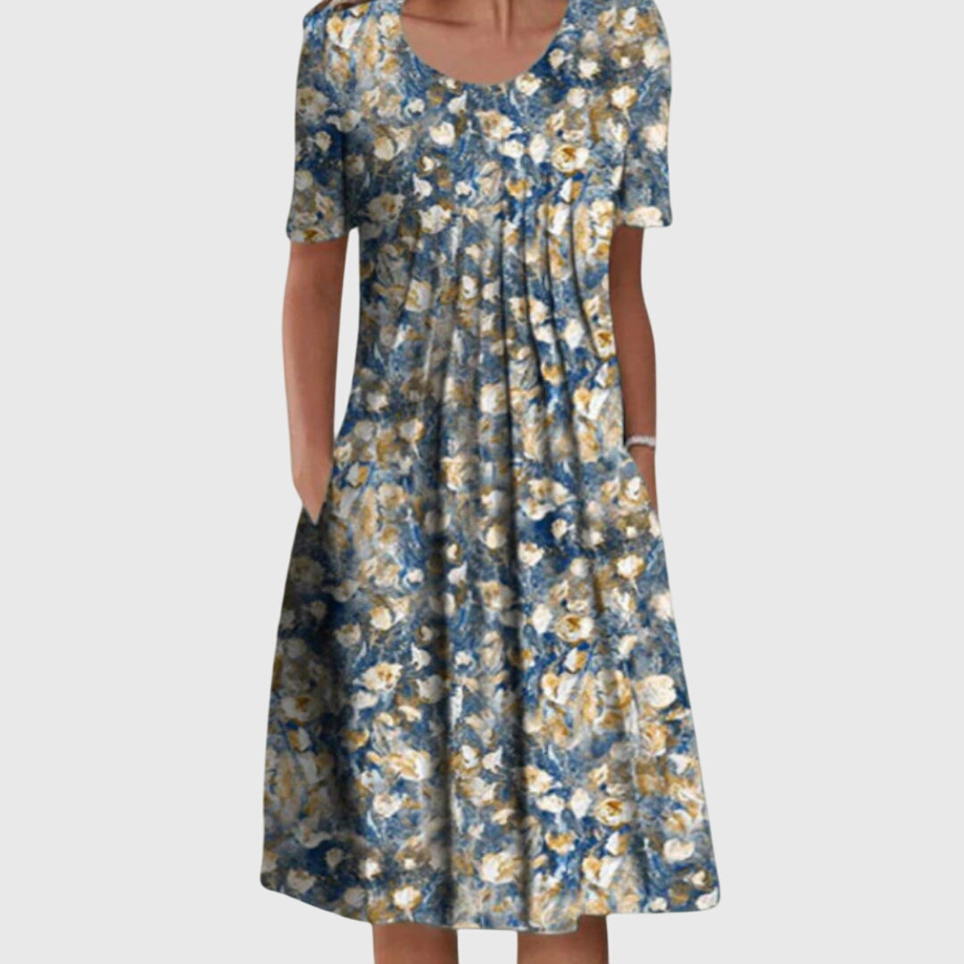 Amelia | Women's Round-Neck Printed Layered Dress original product image 4