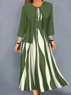 Women's Flowing Midi Dress and Open Jacket Set