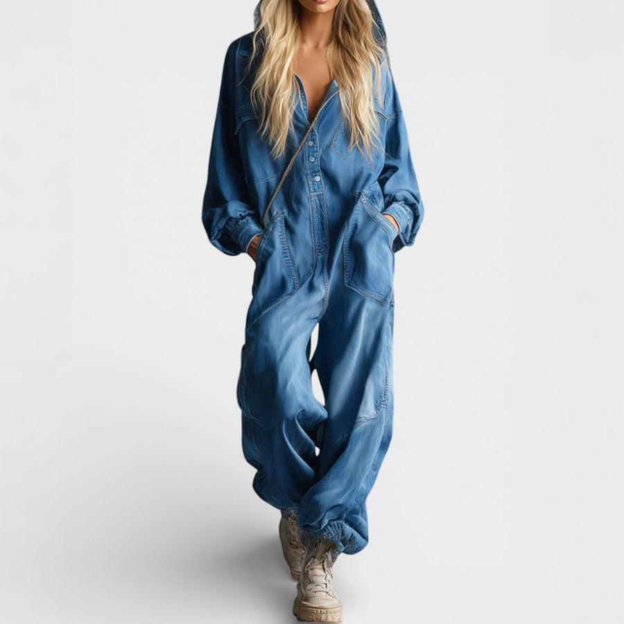 Marigold | Women's Long-Sleeve Hooded Jumpsuit