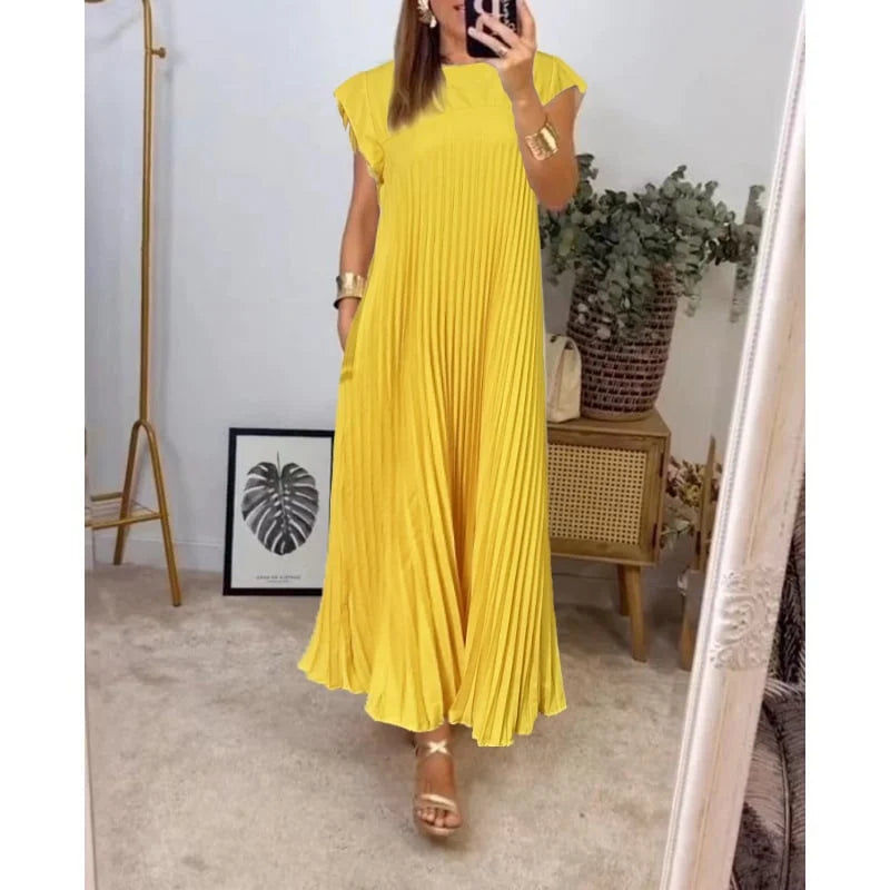 Women's Flowy Pleated Maxi Dress