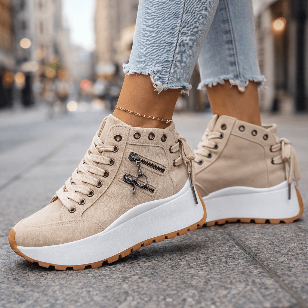 Paulette platform sneakers - Khaki side view