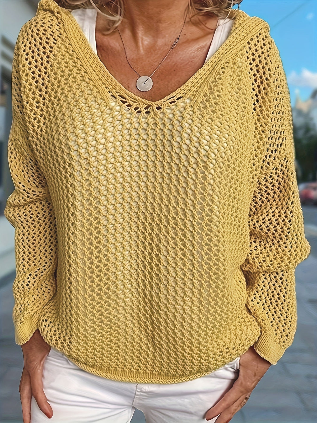 Valentina hooded sweater lifestyle - Yellow