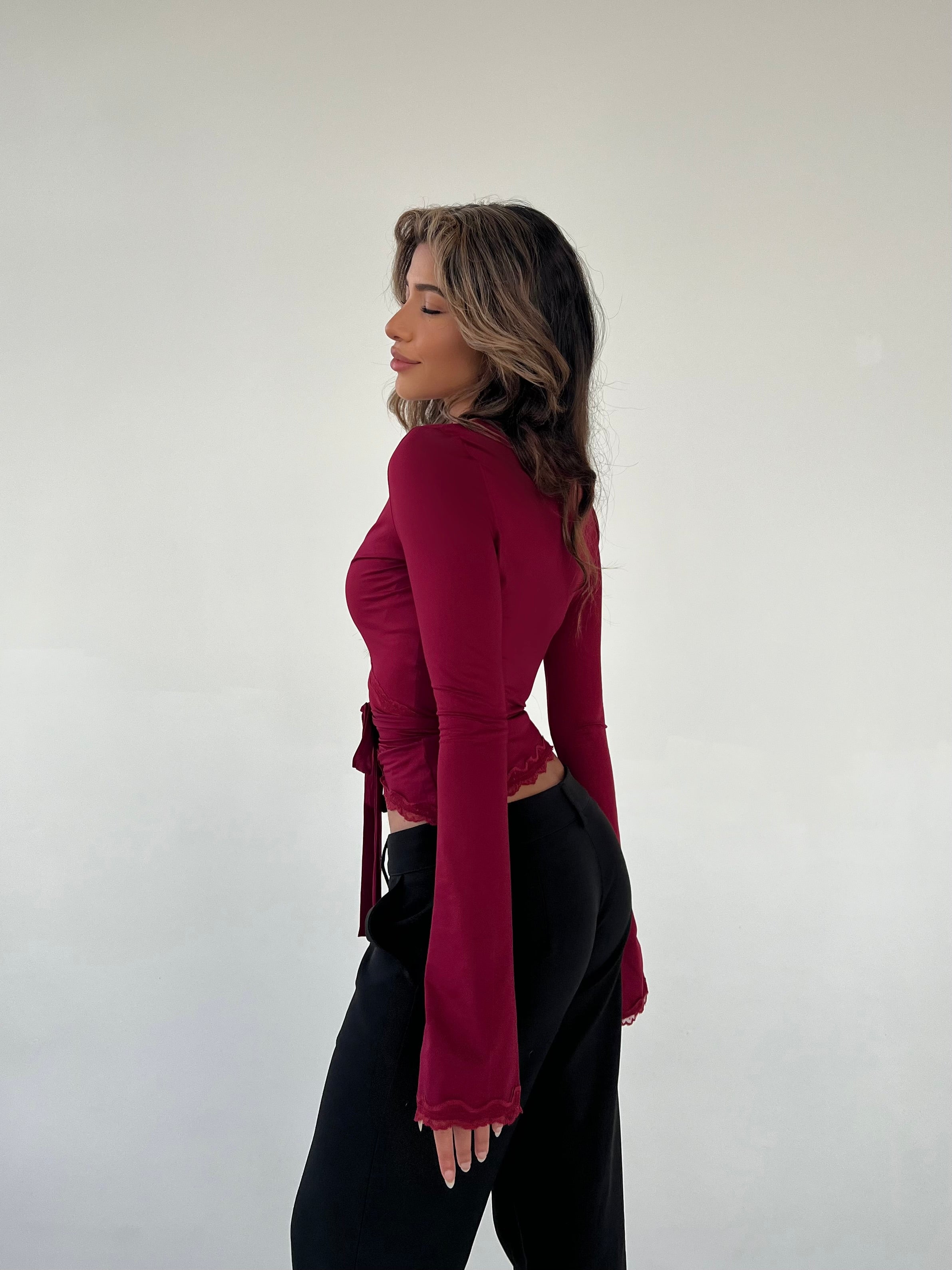 Serena | Lace Trim Wrap Top