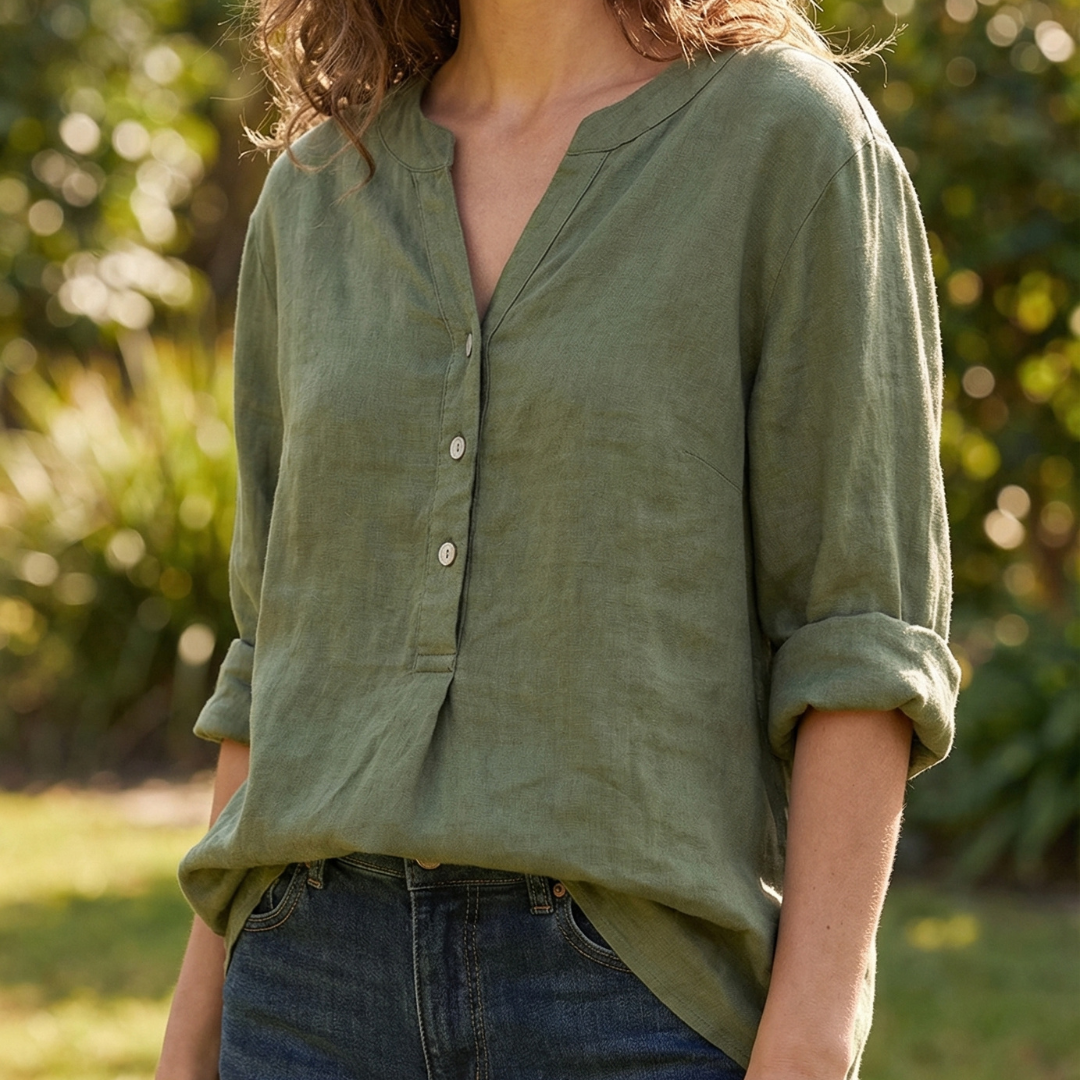 Women's V-Neck Button-Down Shirt