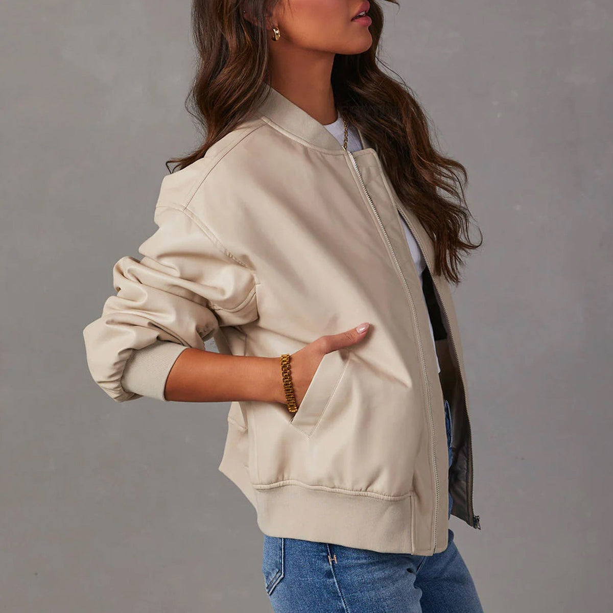 Florentina bomber jacket - Cream side view