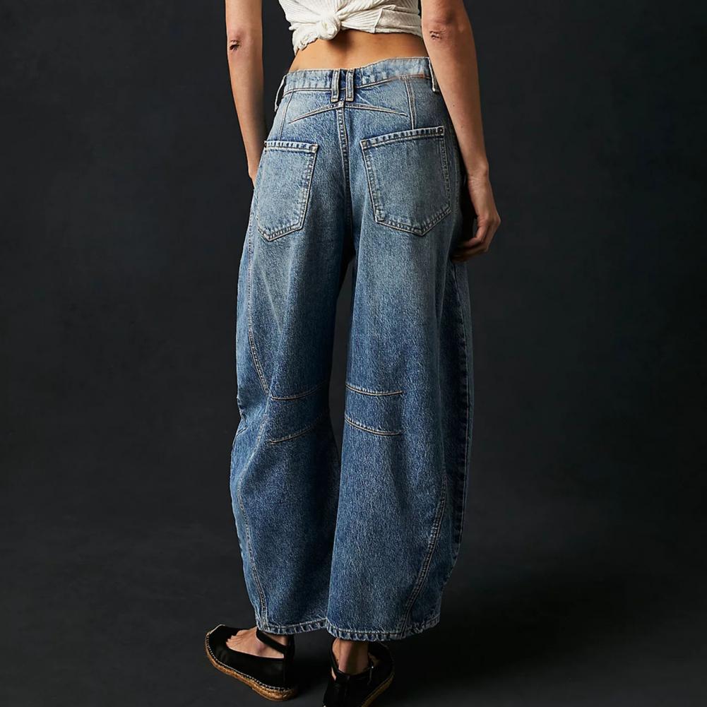 Women's High Waist Barrel Leg Jeans Relaxed Fit Denim