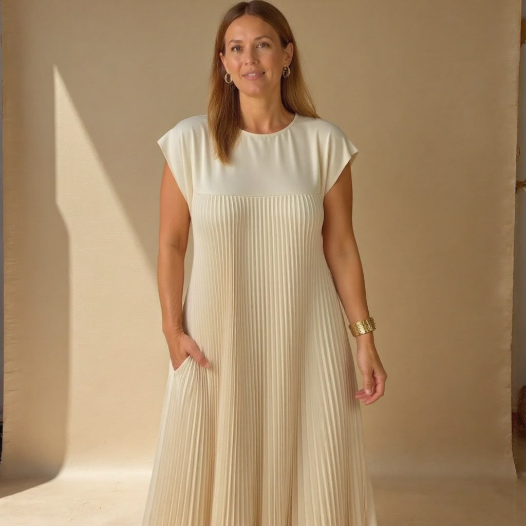 Women's Flowy Pleated Maxi Dress