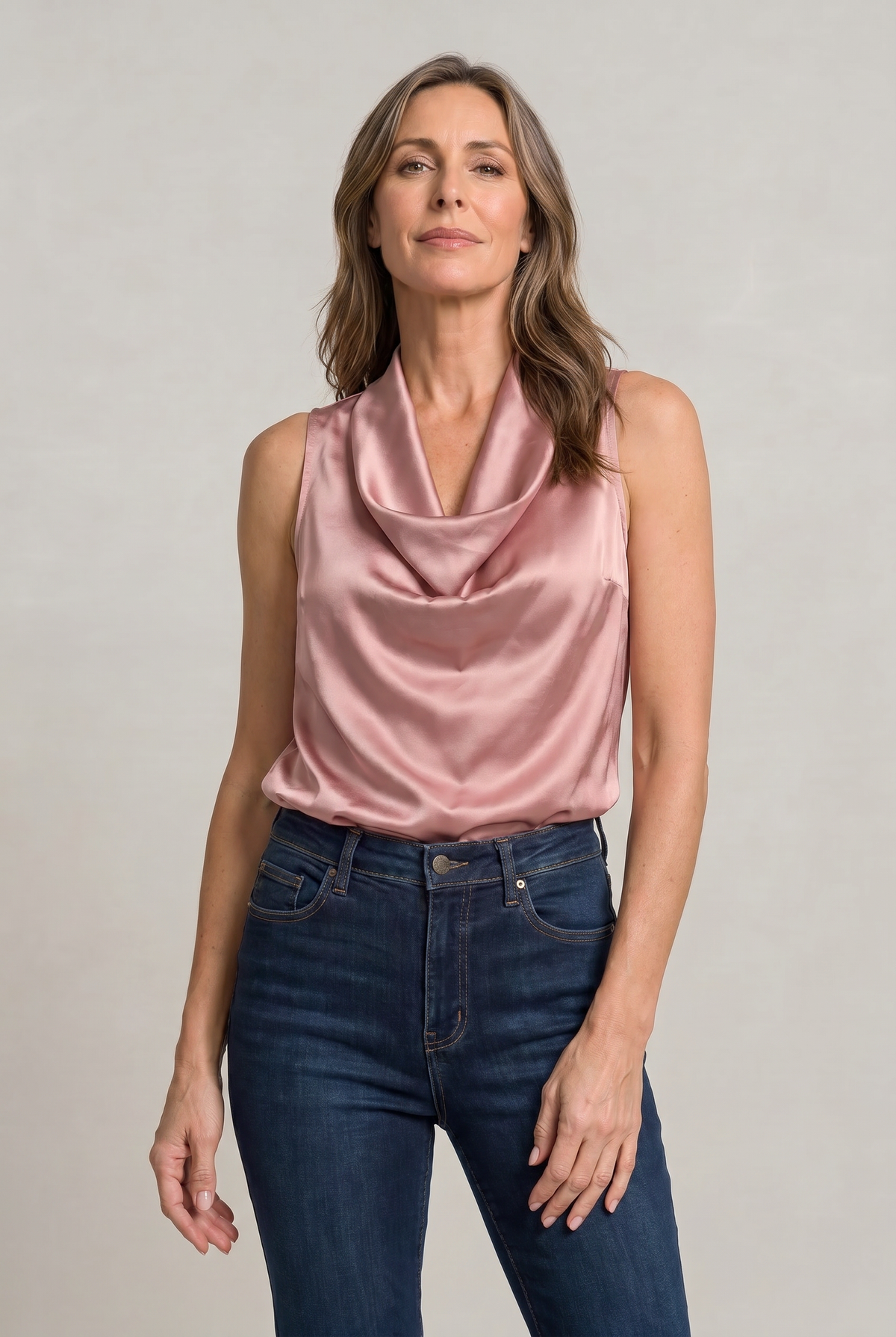 Lucia | Women's Sleeveless Draped Cowl-Neck Cami Top
