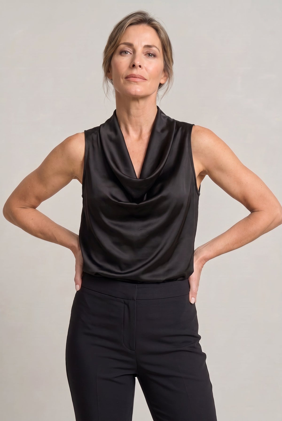 Lucia | Women's Sleeveless Draped Cowl-Neck Cami Top