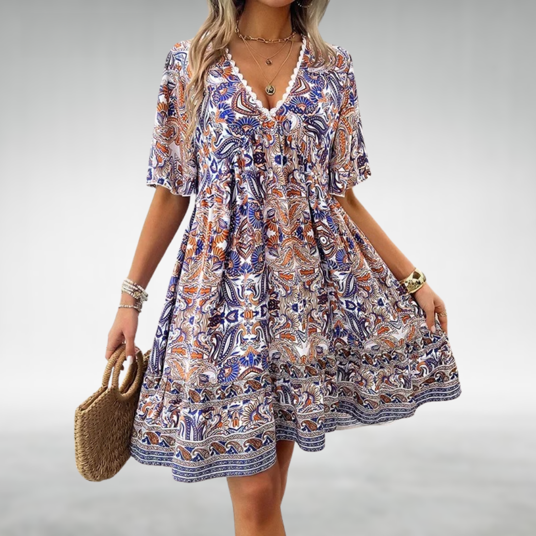 Women's Paisley Boho Mini Dress