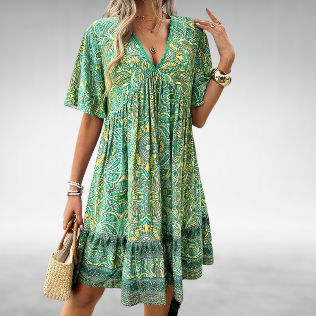 Women's Paisley Boho Mini Dress