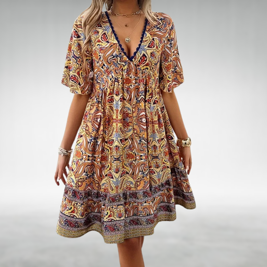 Women's Paisley Boho Mini Dress