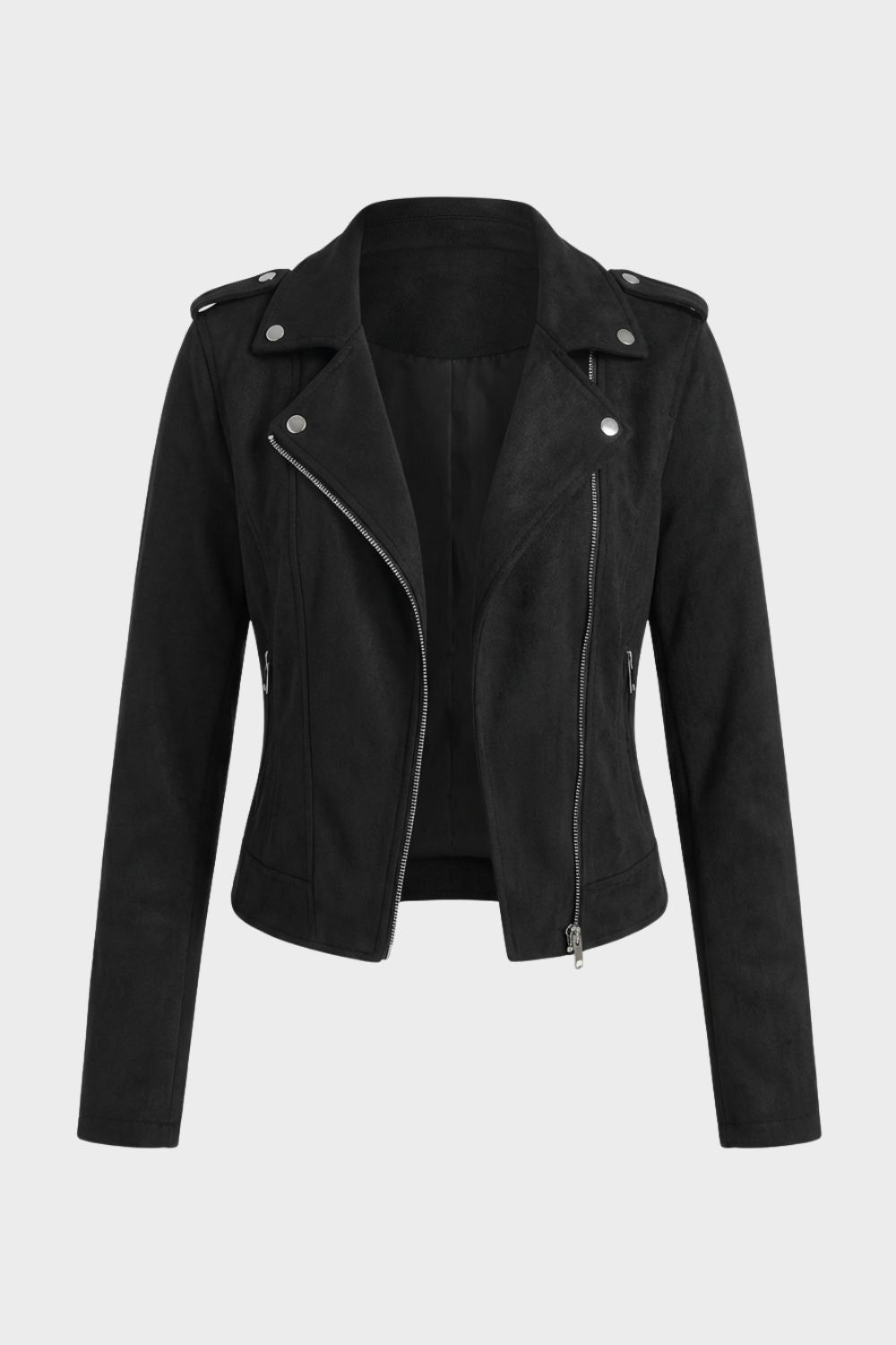 Caroline | Women's Asymmetric-Zip Lapel Biker Jacket
