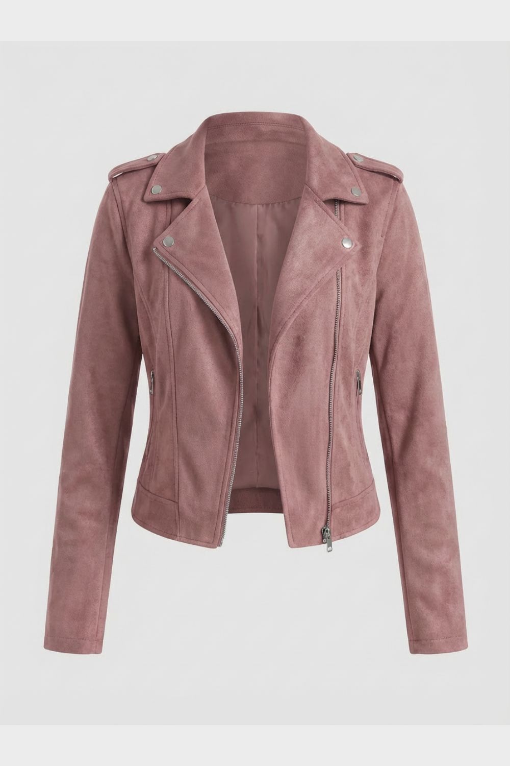 Caroline | Women's Asymmetric-Zip Lapel Biker Jacket