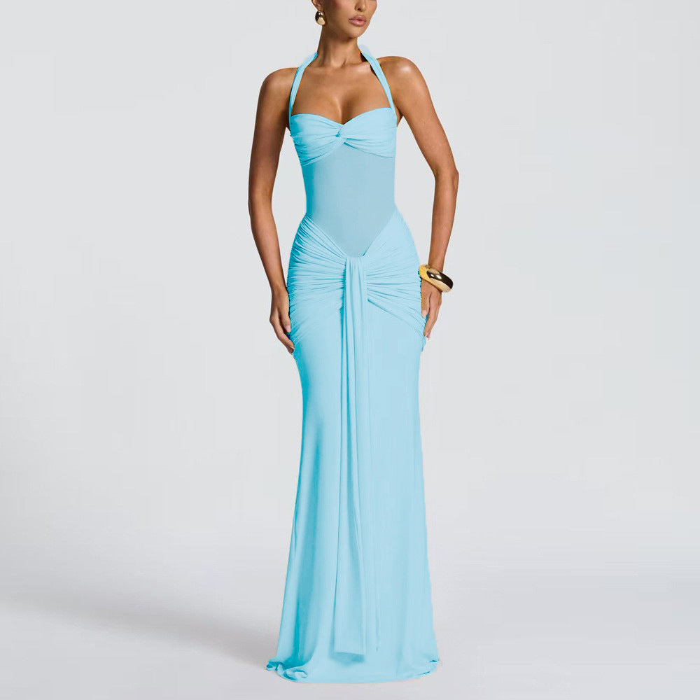 Catalina | Halter Ruched Maxi Dress