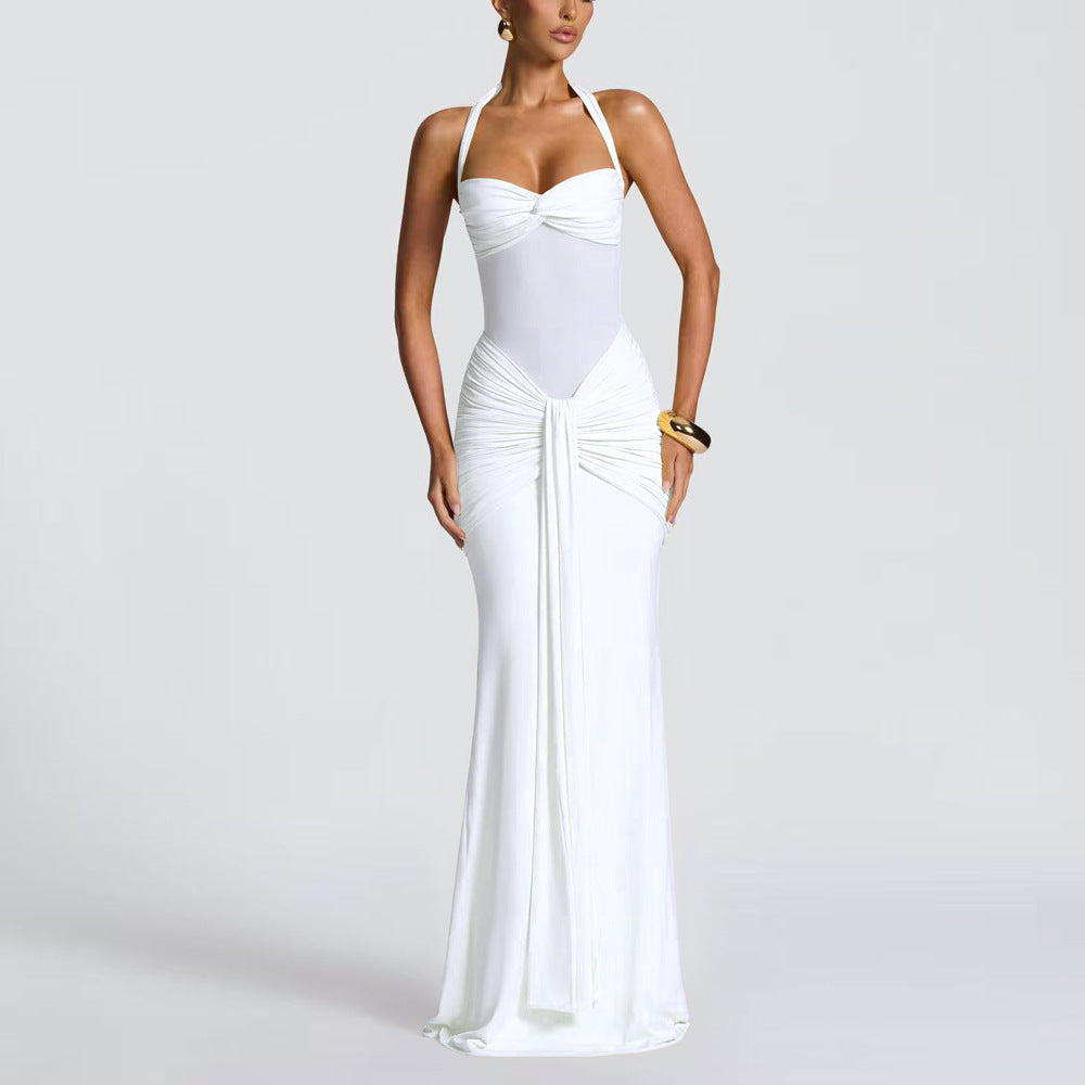 Catalina | Halter Ruched Maxi Dress