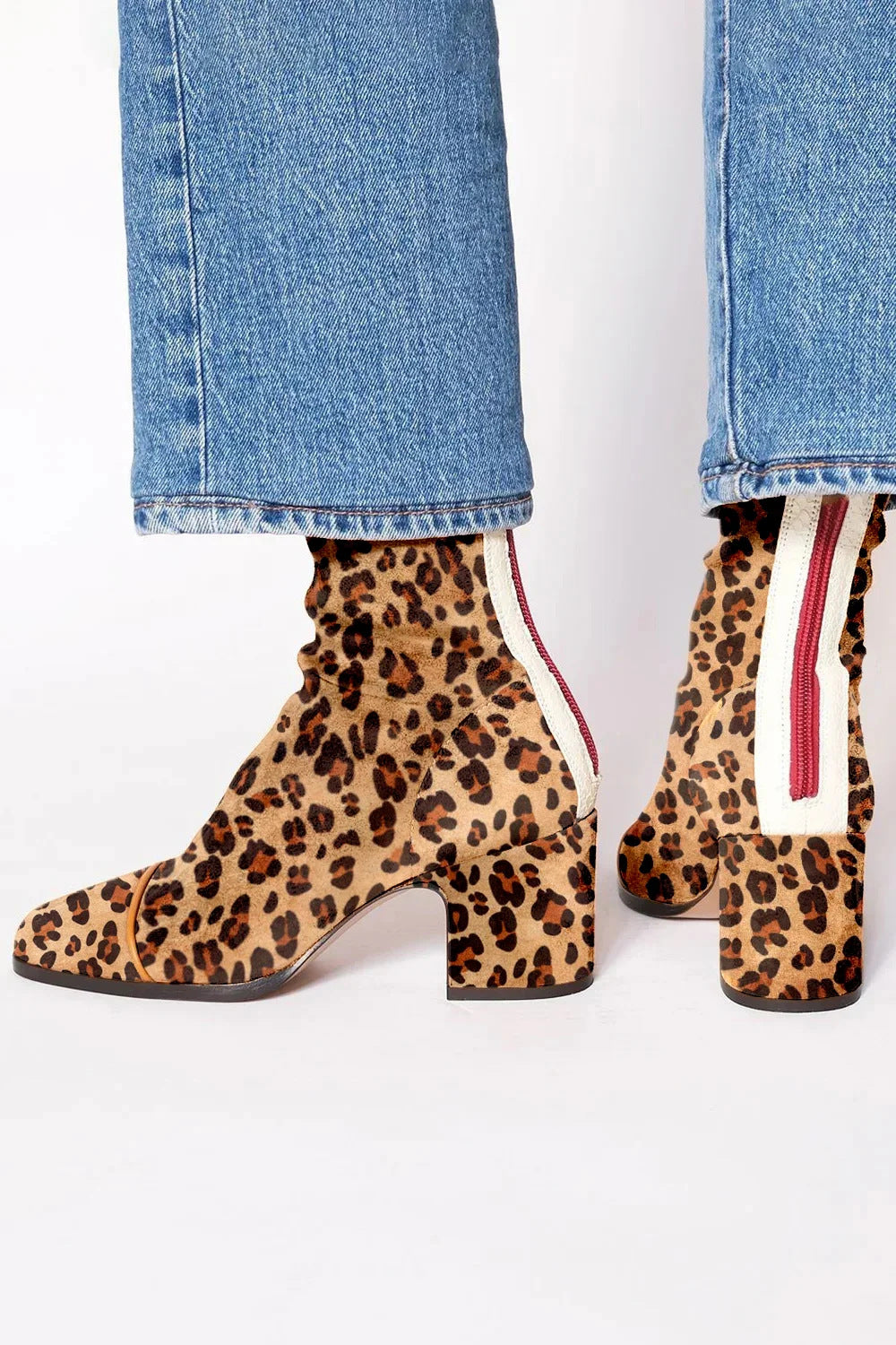 Cynthia | Women's Square Toe Ankle Boots with Block Heel and Back Stripe Detail