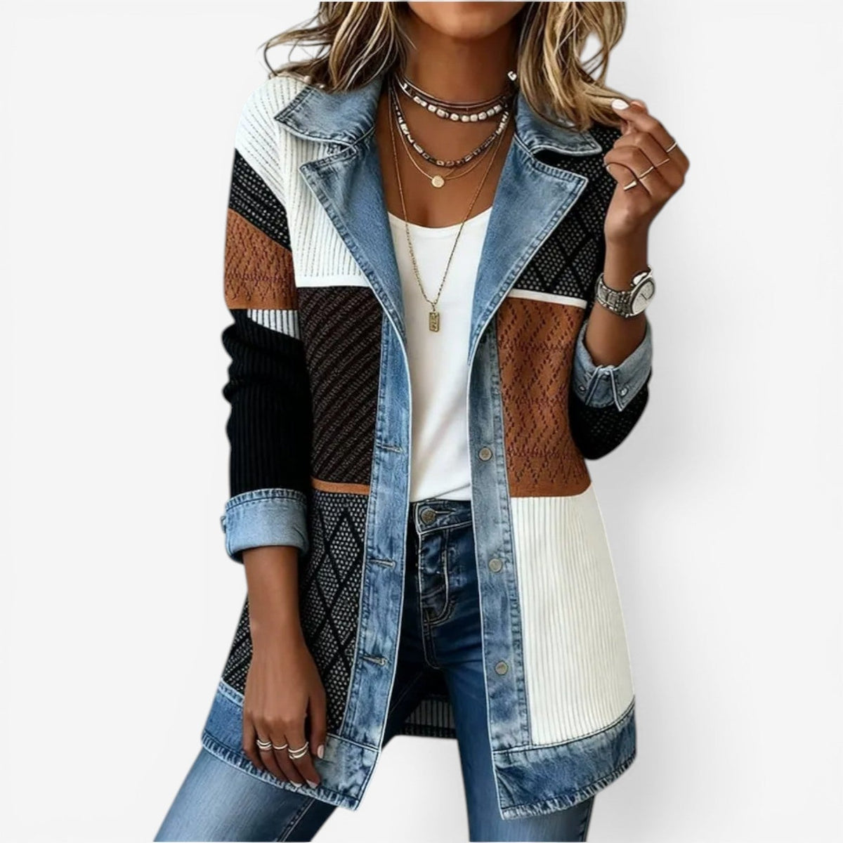Josephine | Women's Textured Layered-Collar Button Jacket product photo