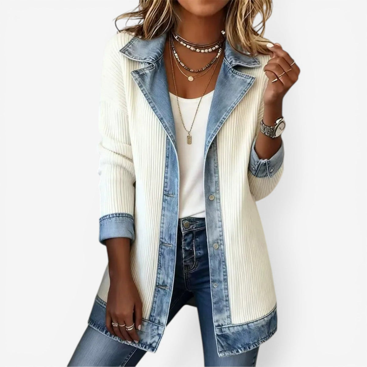 Josephine | Women's Textured Layered-Collar Button Jacket product photo