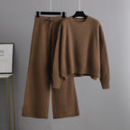 Cecilia | Women's Cropped Knit Top and Wide-Leg Lounge Set