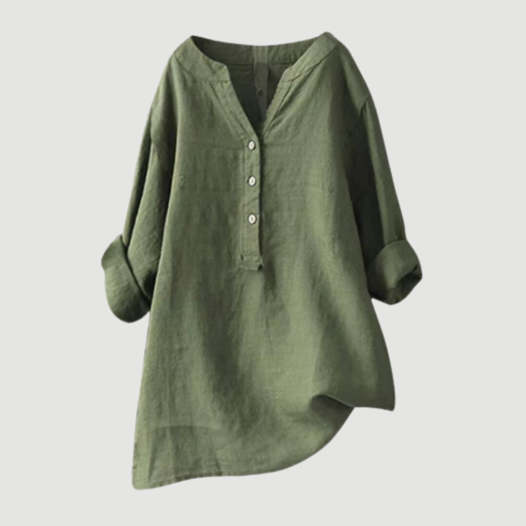Women's V-Neck Button-Down Shirt