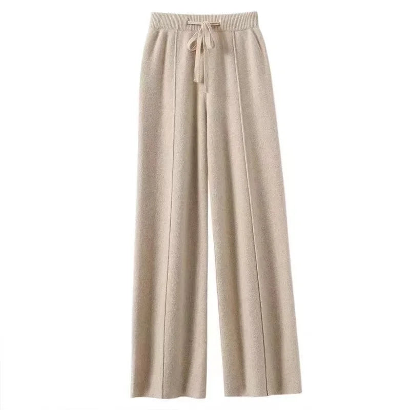 Cecilia | Women's Wide-Leg Elastic-Waist Knit Trousers