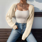 Elspeth | Women's Cropped Open-Front Ribbed Knit Shrug