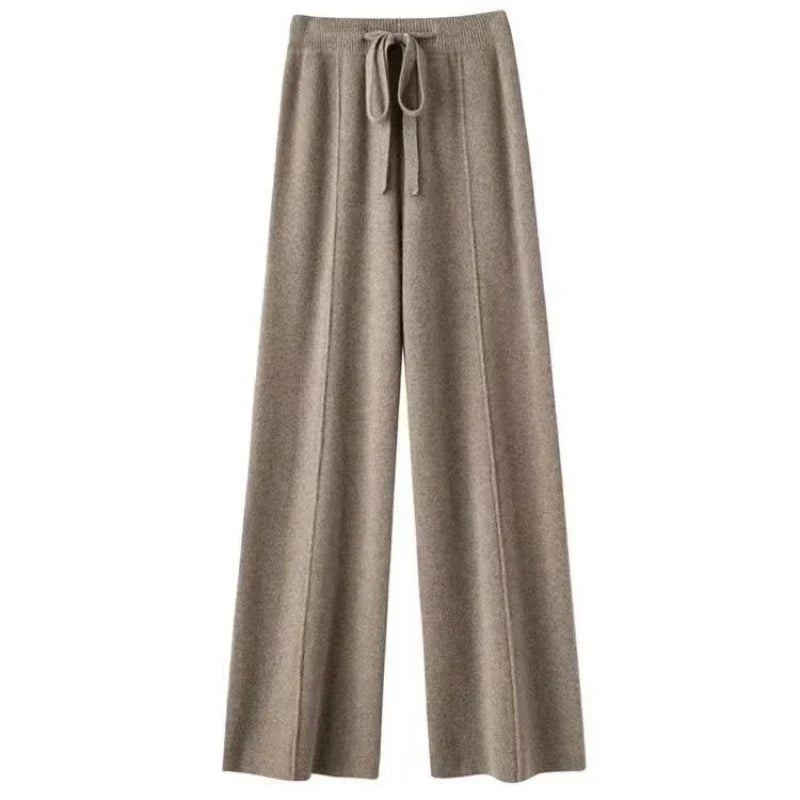 Cecilia | Women's Wide-Leg Elastic-Waist Knit Trousers