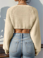 Elspeth | Women's Cropped Open-Front Ribbed Knit Shrug
