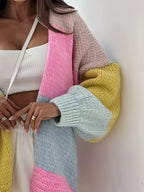Corinne | Women's Pastel Color-Block Button-Front Cardigan
