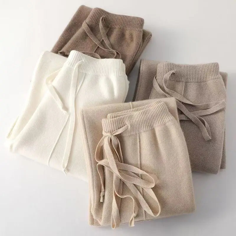 Cecilia | Women's Wide-Leg Elastic-Waist Knit Trousers