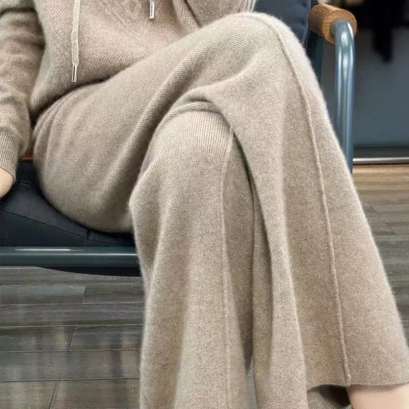 Cecilia | Women's Wide-Leg Elastic-Waist Knit Trousers