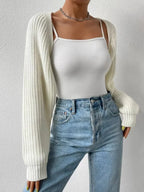 Elspeth | Women's Cropped Open-Front Ribbed Knit Shrug