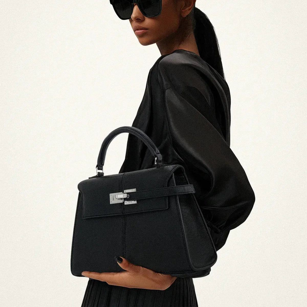 Holly | Women’s Structured Top-Handle Bag with Turn-Lock Closure