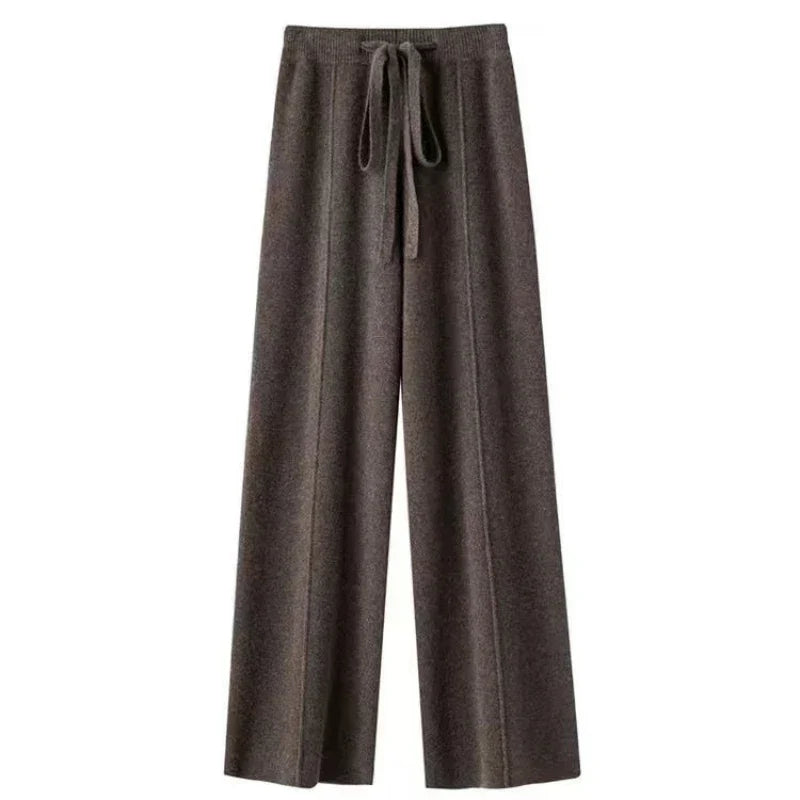 Cecilia | Women's Wide-Leg Elastic-Waist Knit Trousers