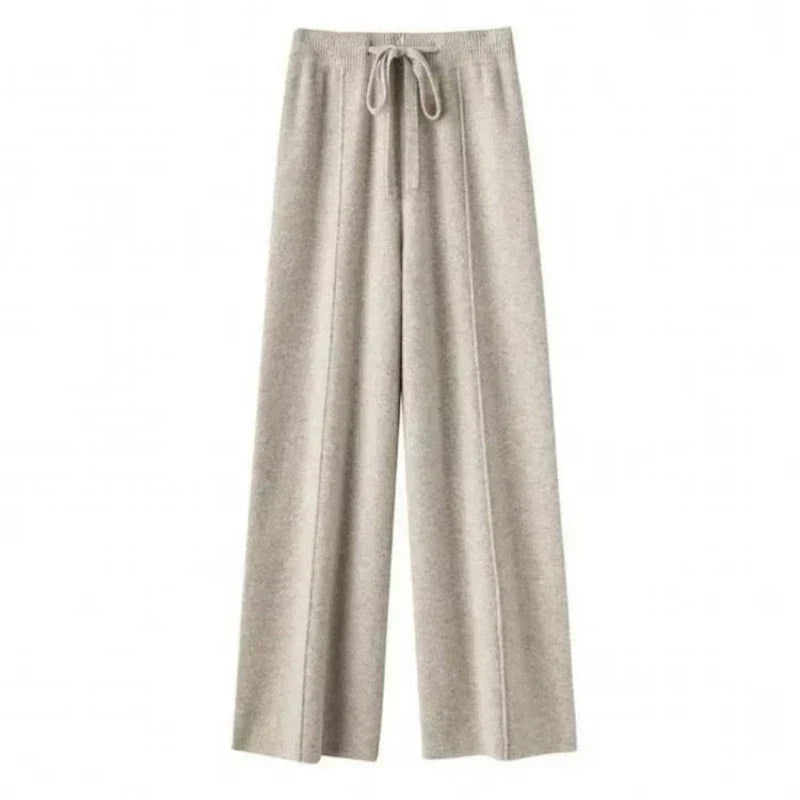 Cecilia | Women's Wide-Leg Elastic-Waist Knit Trousers