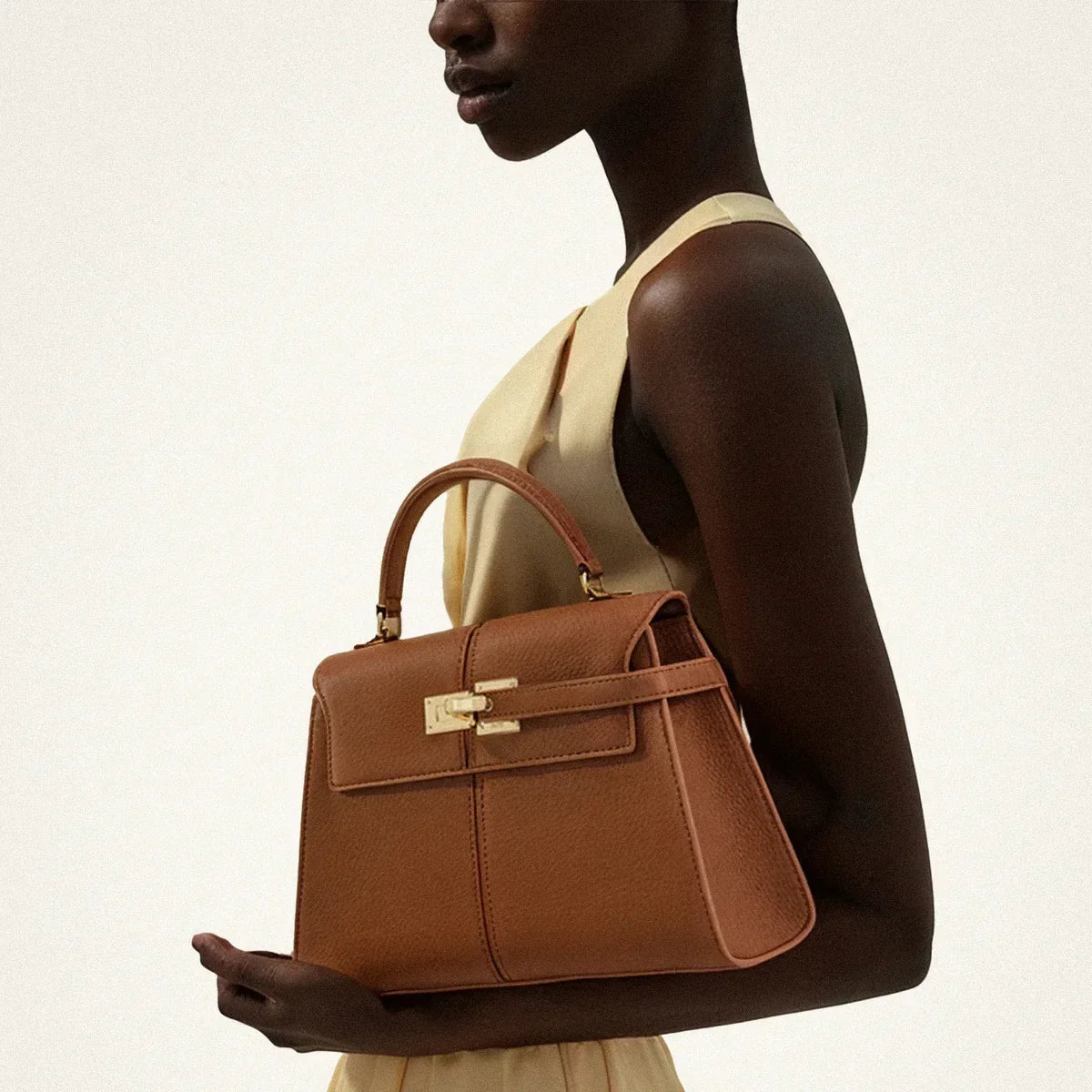 Holly | Women’s Structured Top-Handle Bag with Turn-Lock Closure