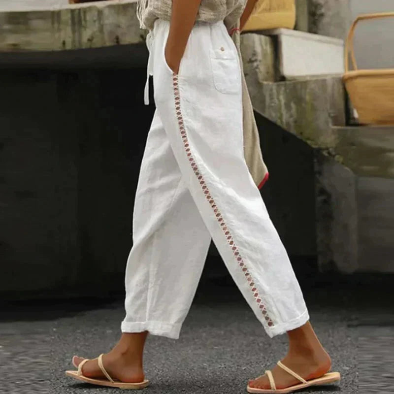 Women's Pants High Waist Tapered Leg Side Stripe