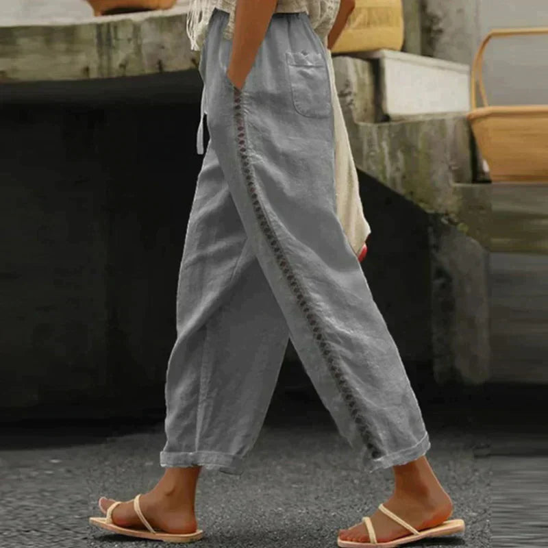 Women's Pants High Waist Tapered Leg Side Stripe