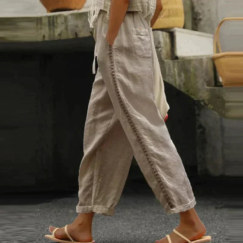Women's Pants High Waist Tapered Leg Side Stripe