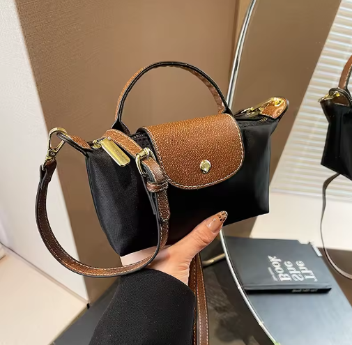 Lorraine | Women’s Mini Crossbody Grab Bag with Leather Trim, Top Handle and Flap Closure