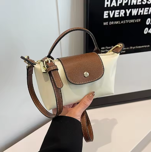 Lorraine | Women’s Mini Crossbody Grab Bag with Leather Trim, Top Handle and Flap Closure