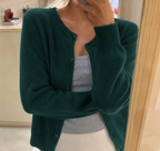 Beatrice | Women's Round-Neck Button-Front Fine-Knit Cardigan