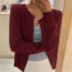 Beatrice | Women's Round-Neck Button-Front Fine-Knit Cardigan