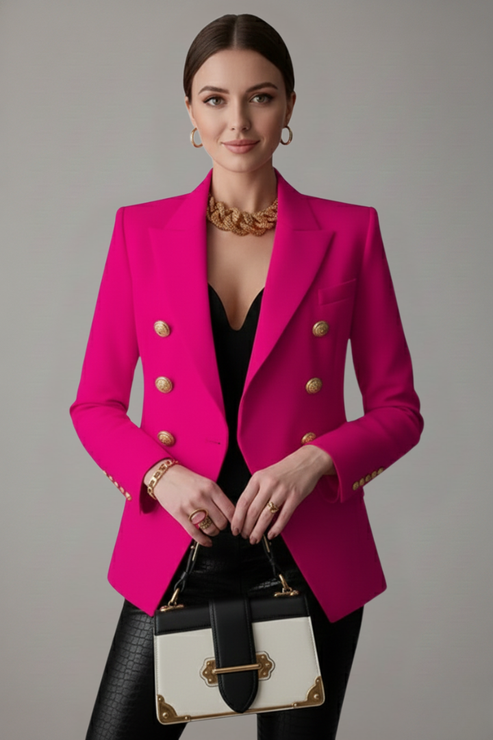 Linda | Women's Fitted Double-Breasted Blazer with Notched Lapels and Button Front