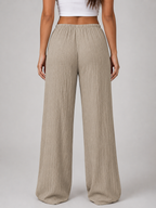 Evangelina crinkle wide-leg trousers - Sand Beige side view