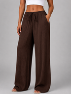 Evangelina crinkle wide-leg trousers - Brown